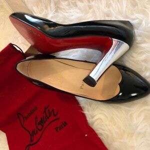 CHRISTIAN LOUBOUTIN SILVER & BLACK PATENT PUMPS Vintage